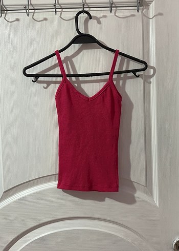 Pembe V Yaka İnce Askılı Mini Atlet
