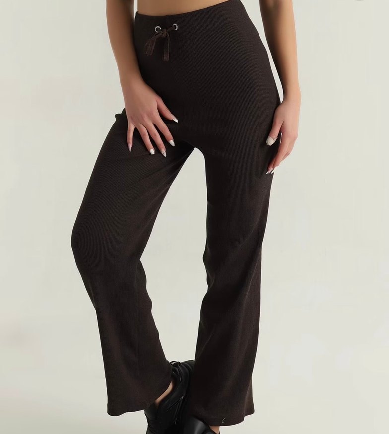 Kahverengi Fitilli Likralı tayt eşofman - Görsel 2