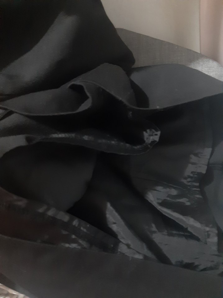 Siyah  yazlık/baharlık astarlı beli detaylı astarlı midi elbise. - Görsel 4