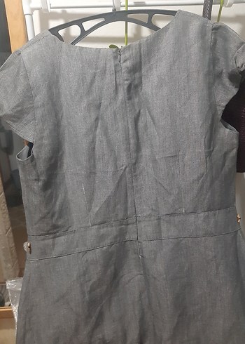 Gri keten spor hemde şık astarlı rahat elbise...kaçırmayınnnnn - Görsel 5
