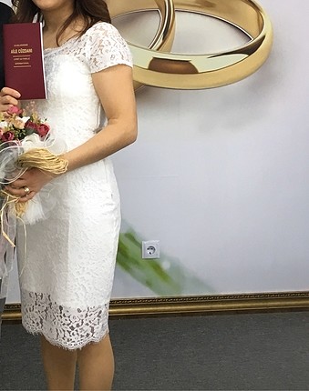 38-40beden ecru elbise