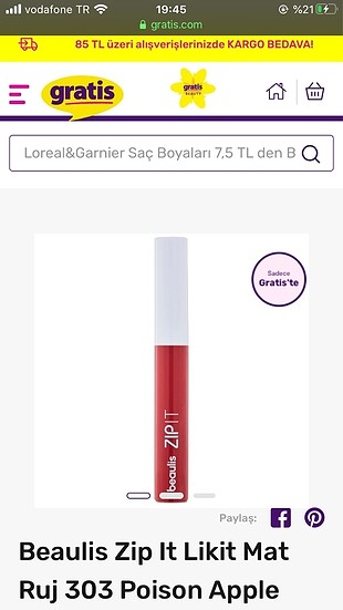 Beaulis zıp ıt 303 numara likit mat ruj