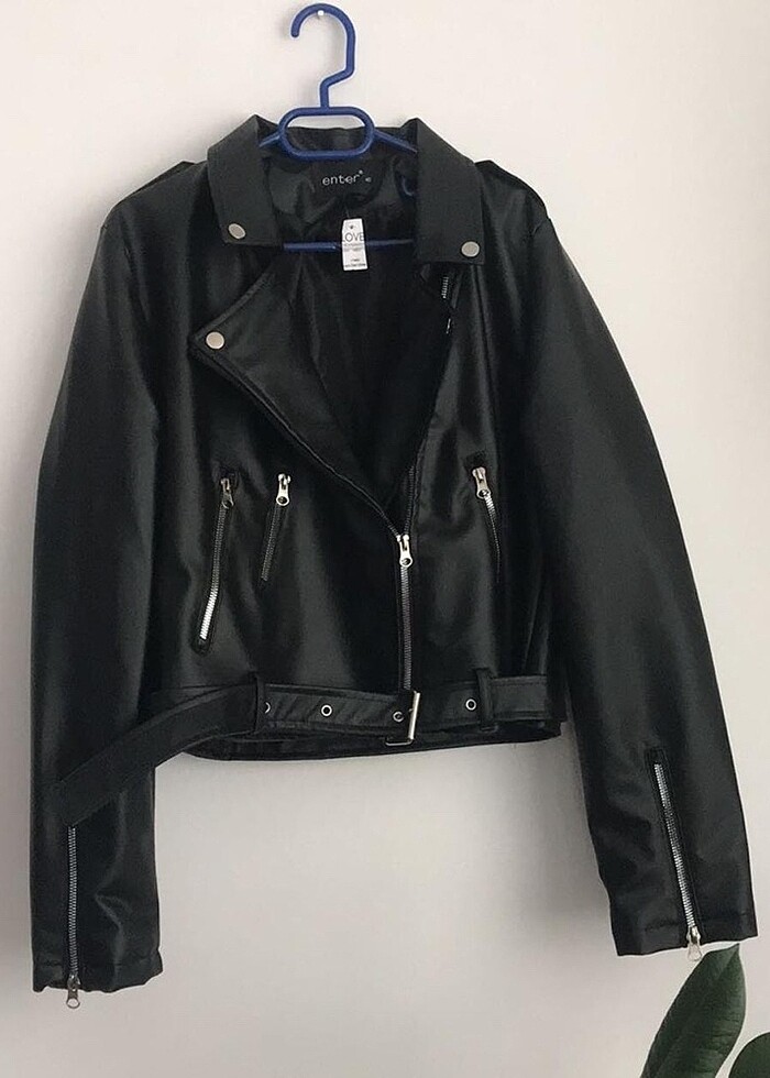 Deri biker ceket - Görsel 2