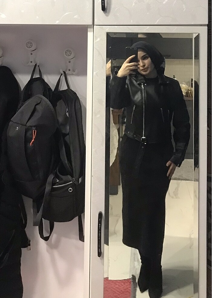 Deri biker ceket - Görsel 4