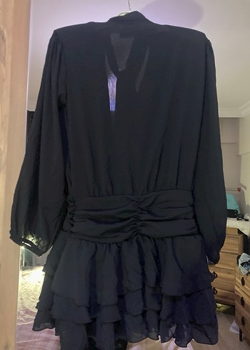 Siyah Gotik Midi Uzun Kollu Kadın Elbise - Görsel 8