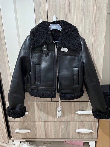 Mango içi kürklü biker ceker