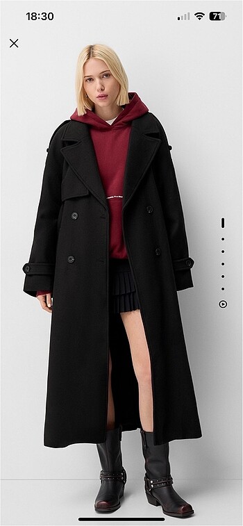 Bershka oversize kaşe kaban