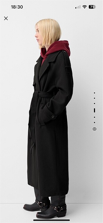 s Beden siyah Renk Bershka oversize kaşe kaban