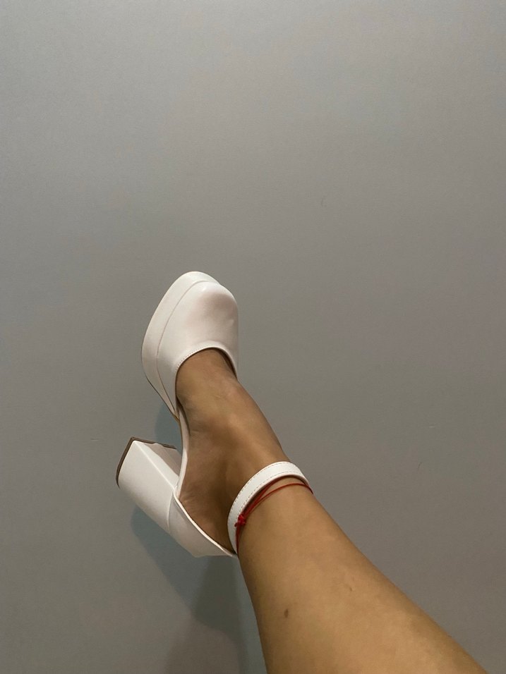 Beyaz Platform Topuklu Kadın Ayakkabı - Görsel 2