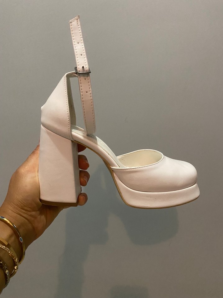 Beyaz Platform Topuklu Kadın Ayakkabı - Görsel 3