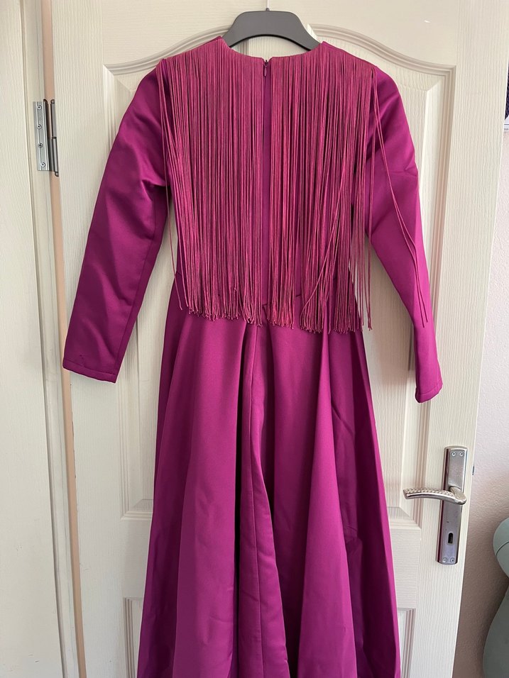 Uzun Kollu Mor Kadın Elbise - Görsel 2