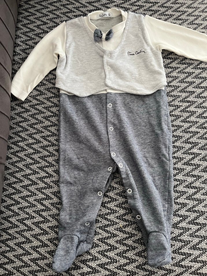 Gri Pamuklu Uzun Kollu Bebek Tulum - Görsel 2