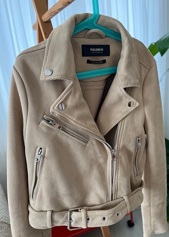 Bej Süet Fermuarlı Kısa Kadın Deri Ceket - Görsel 2
