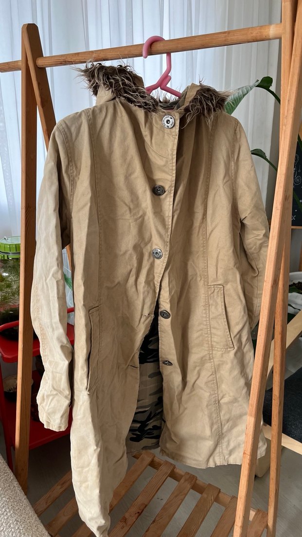 Kürklü Bej Kadın Ceket - Görsel 3