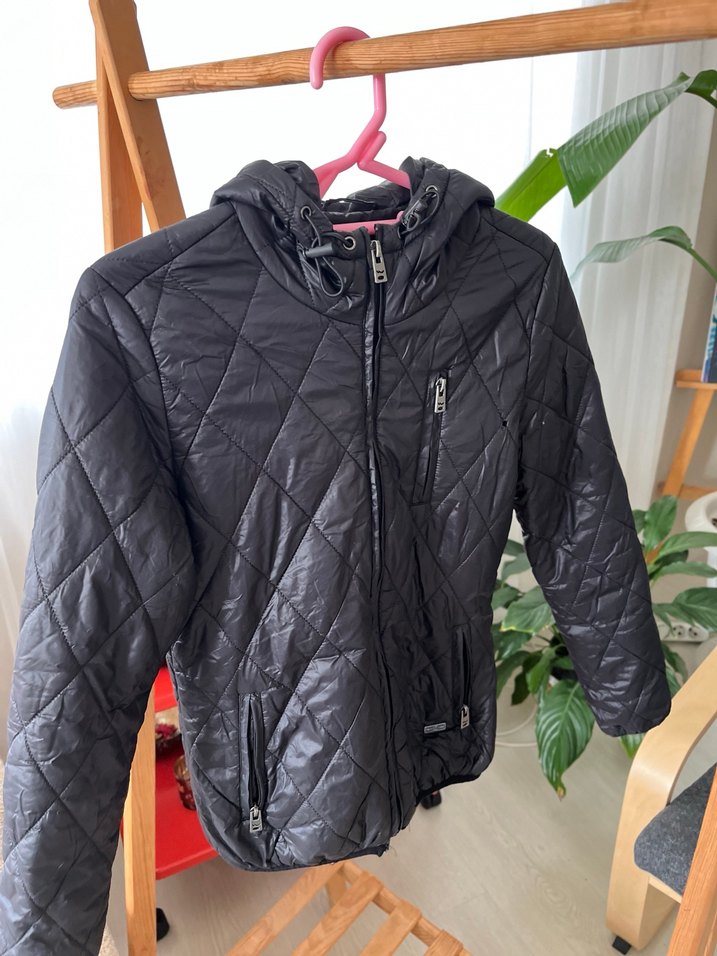 Fermuarlı Siyah Kadın Mont - Görsel 3