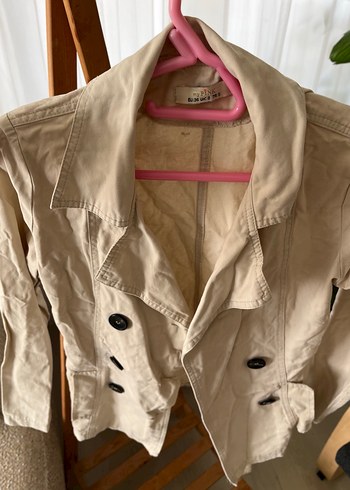 Bej Düğmeli Midi Keten Trençkot - Görsel 4