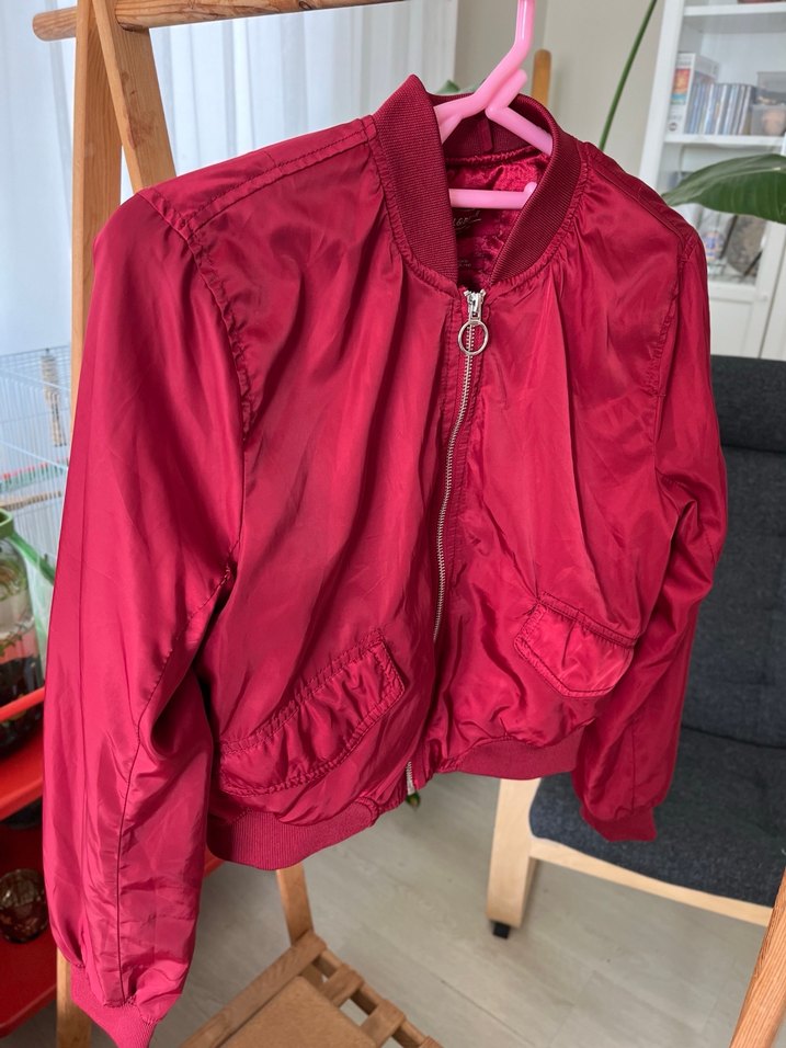 Kırmızı Kadın Fermuarlı Midi Ceket - Görsel 2