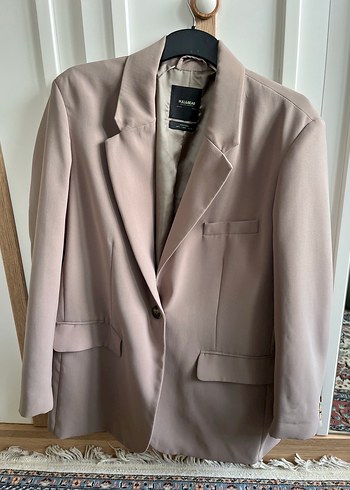 Düğmeli Bej Kadın Blazer Ceket - Görsel 4