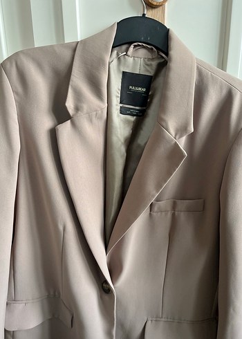 Düğmeli Bej Kadın Blazer Ceket - Görsel 3