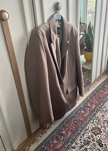 Düğmeli Bej Kadın Blazer Ceket - Görsel 7