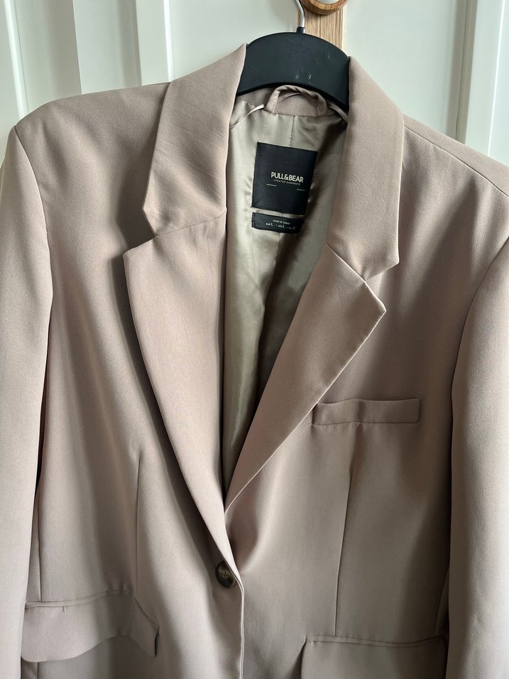 Düğmeli Bej Kadın Blazer Ceket - Görsel 3