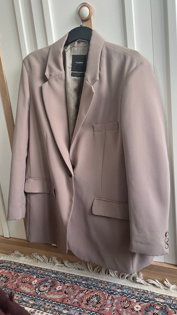 Düğmeli Bej Kadın Blazer Ceket - Görsel 5