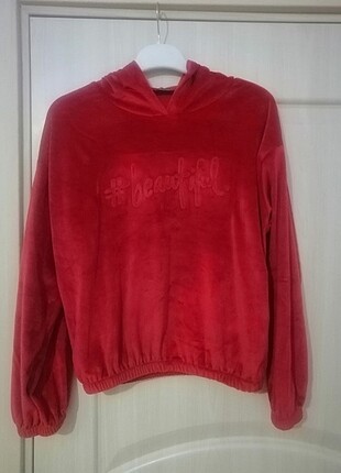 Kadife Kırmızı Sweatshirt