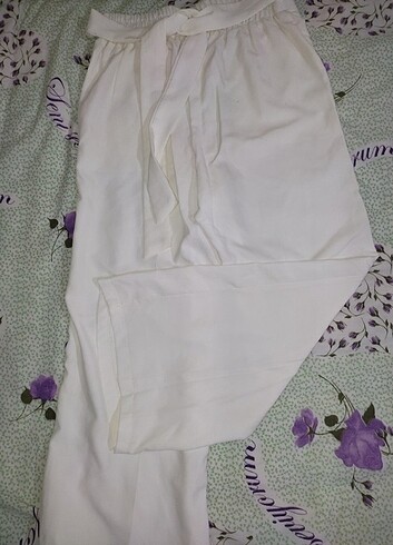 36 Beden beyaz Renk Kuşaklı bol paça pantolon 