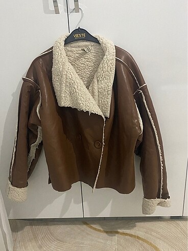 m Beden kahverengi Renk Oversize deri ceket