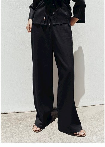 Zara genis paca keten pantolon - Görsel 2