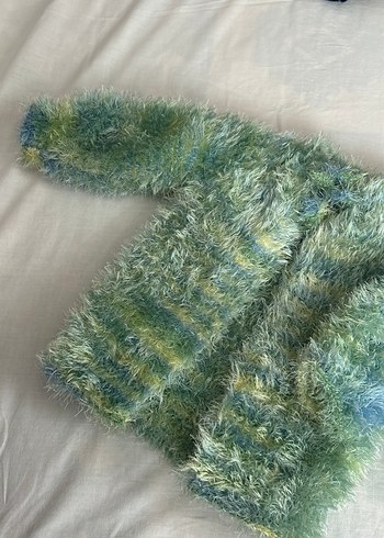 Yeşil Bağlamalı Örgü Çocuk hırka - Görsel 2