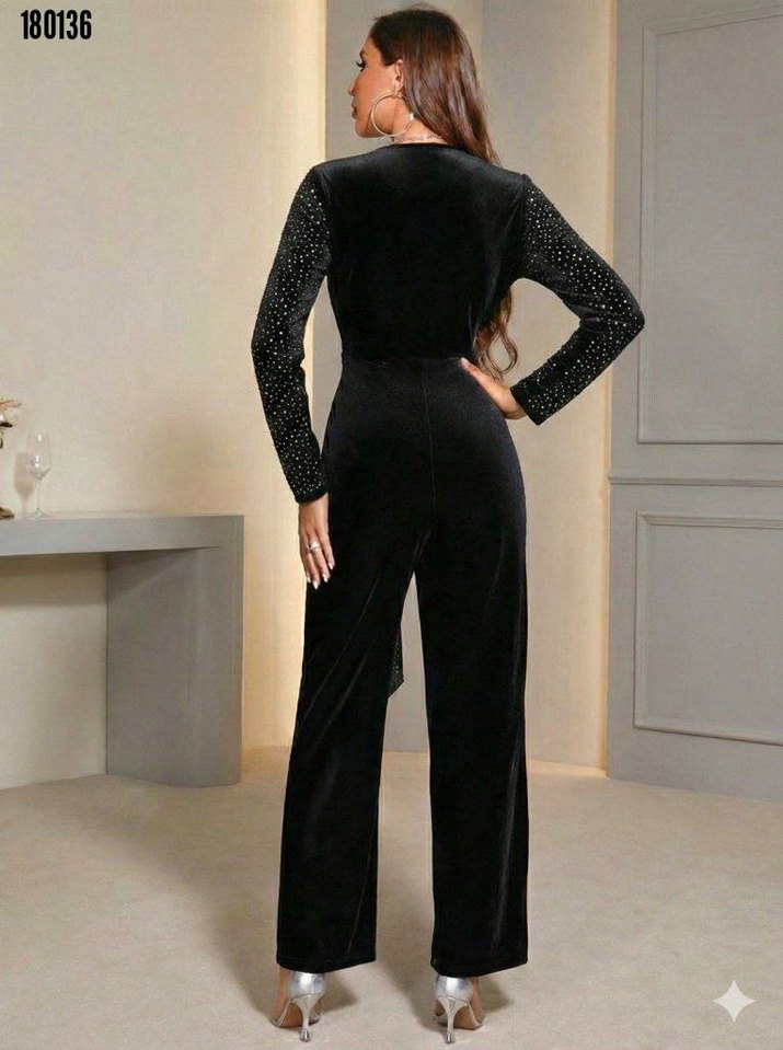 Siyah Payetli Kadife Uzun Tulum - Görsel 4