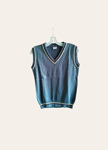 Vintage Haki Triko Yelek ve Hırka Takım