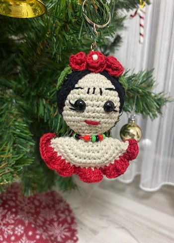 Frida Renkli Örgü Bebek Anahtarlık - Görsel 7