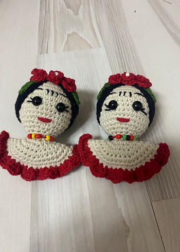 Frida Renkli Örgü Bebek Anahtarlık - Görsel 5