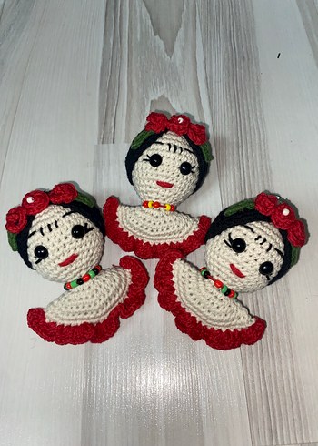 Frida Renkli Örgü Bebek Anahtarlık - Görsel 4