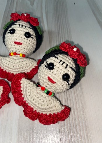 Frida Renkli Örgü Bebek Anahtarlık - Görsel 3