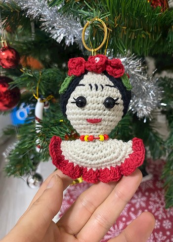 Frida Renkli Örgü Bebek Anahtarlık - Görsel 6