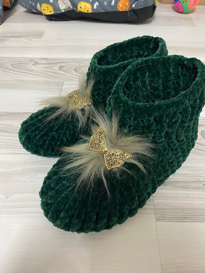 Yeşil Örgü Kadın Ev botu - Görsel 4