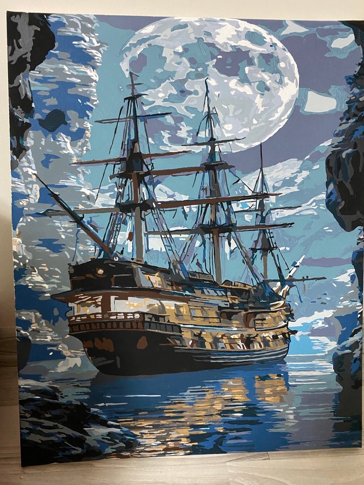 Gece Ayında Denizci Gemisi Tablosu - Görsel 2