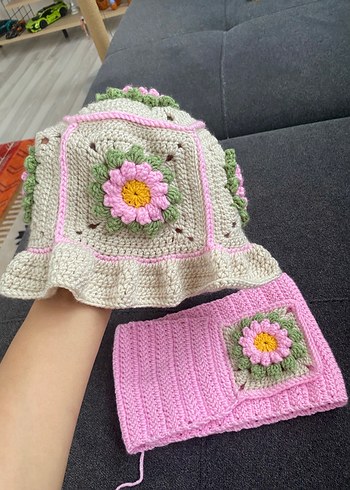 Kız çocuk atkı şapka takım - Görsel 3