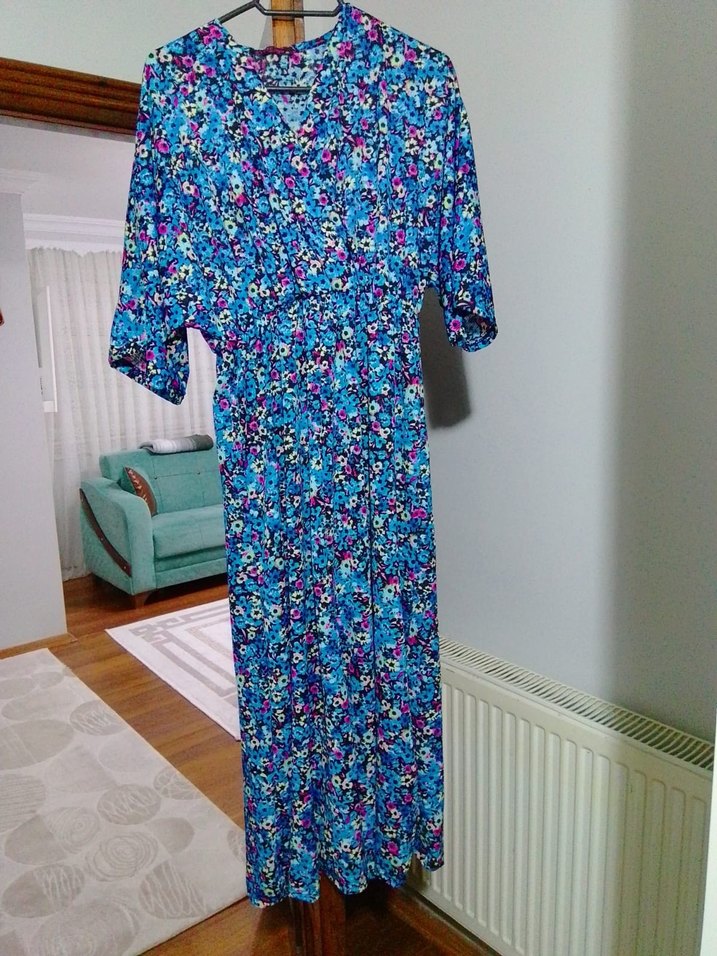 Mavi Bohem Uzun Salaş Hamile Elbisesi - Görsel 4