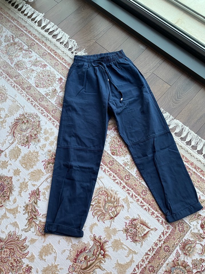 Midi boy havuç pantolon lacivert - Görsel 5