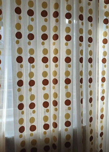 Açık Kahverengi Puantiyeli Modern Tül Perde - Görsel 2