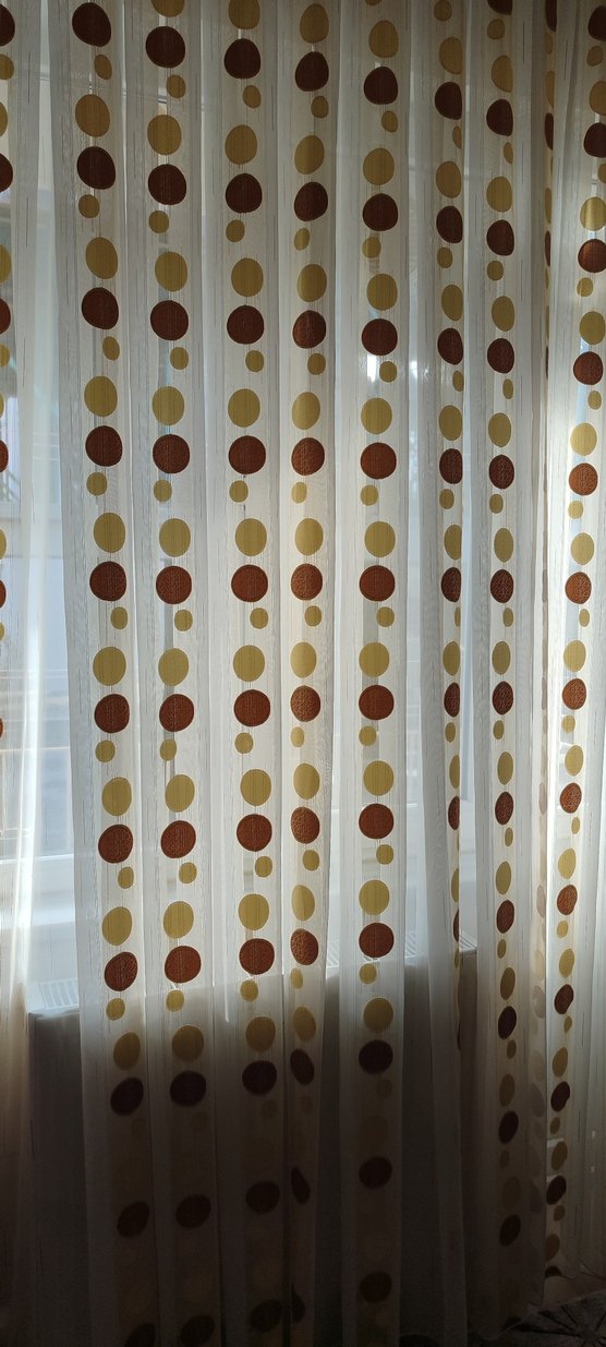 Açık Kahverengi Puantiyeli Modern Tül Perde - Görsel 2