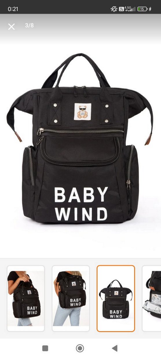 Baskılı Siyah Bebek Çantası - Görsel 3