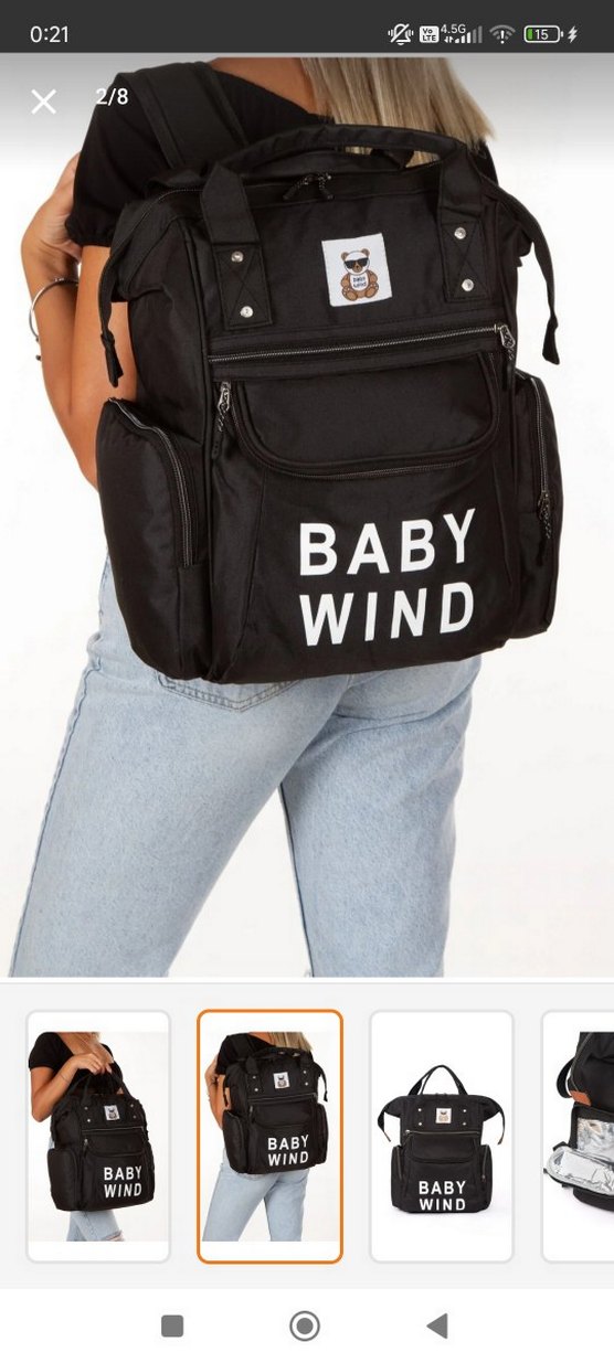 Baskılı Siyah Bebek Çantası - Görsel 2