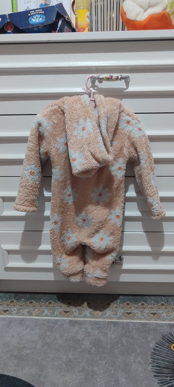 Kahverengi Peluş Kız Bebek Tulum - Görsel 2