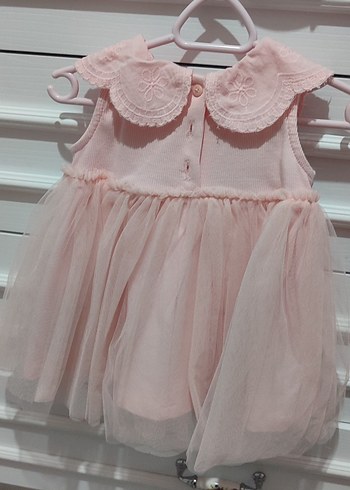 Dantel Yaka Pembe Kız Elbise - Görsel 2