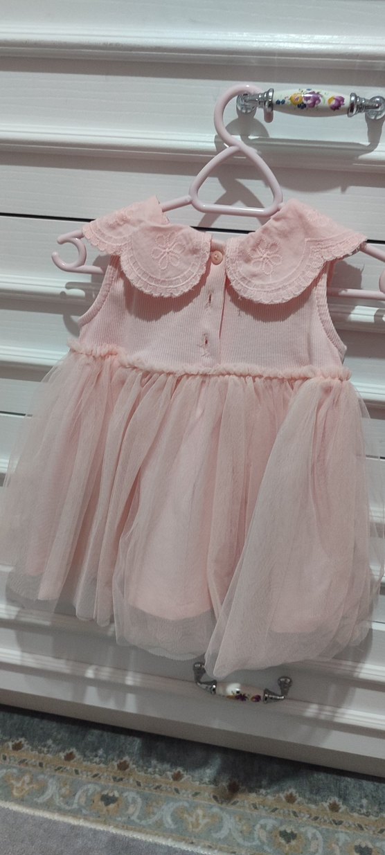 Dantel Yaka Pembe Kız Elbise - Görsel 2